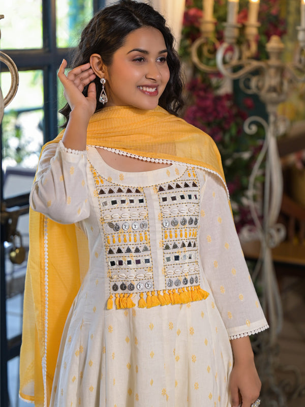 Premium Cotton Kurta Sets with Yellow Dupatta