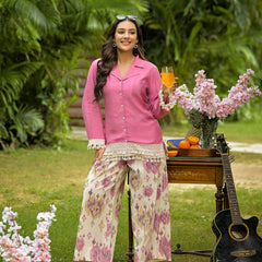 Pink Crape Premium And Elegant Co-Ord Set For Women