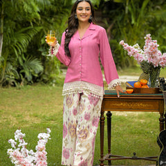 Pink Crape Premium And Elegant Co-Ord Set For Women