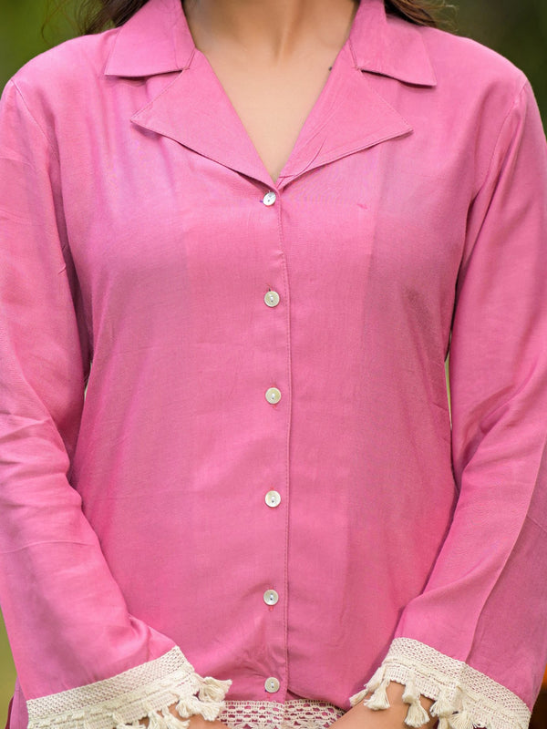 Pink Crape Premium And Elegant Co-Ord Set For Women