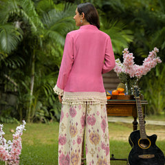 Pink Crape Premium And Elegant Co-Ord Set For Women