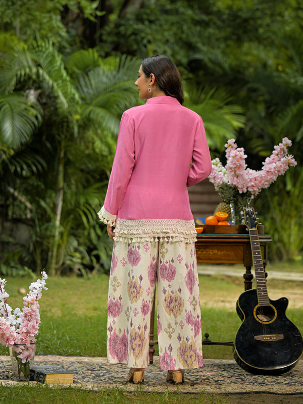 Pink Crape Premium And Elegant Co-Ord Set For Women