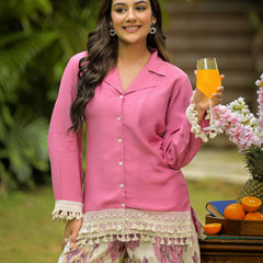 Pink Crape Premium And Elegant Co-Ord Set For Women
