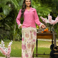 Pink Crape Premium And Elegant Co-Ord Set For Women