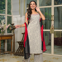 Beige Cotton Premium And Elegant Kurta Sets For Women
