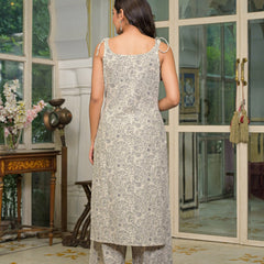 Beige Cotton Premium And Elegant Kurta Sets For Women