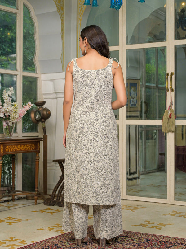 Beige Cotton Premium And Elegant Kurta Sets For Women