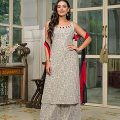 Beige Cotton Premium And Elegant Kurta Sets For Women
