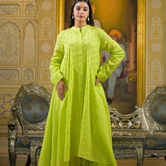 Lime Green Cotton Premium And Elegant Kurta Sets For Women