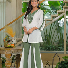 Olive Green Crape Premium And Elegant Kurta Sets For Women