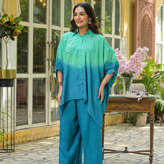 Teal Crape Premium And Elegant Co-Ord Set For Women