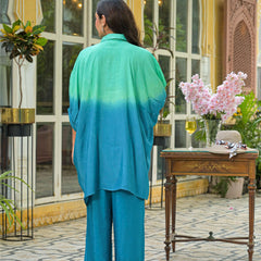 Teal Crape Premium And Elegant Co-Ord Set For Women