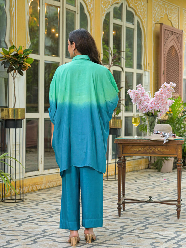 Teal Crape Premium And Elegant Co-Ord Set For Women