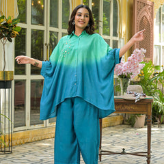 Teal Crape Premium And Elegant Co-Ord Set For Women