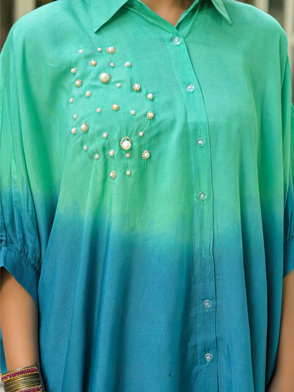 Teal Crape Premium And Elegant Co-Ord Set For Women