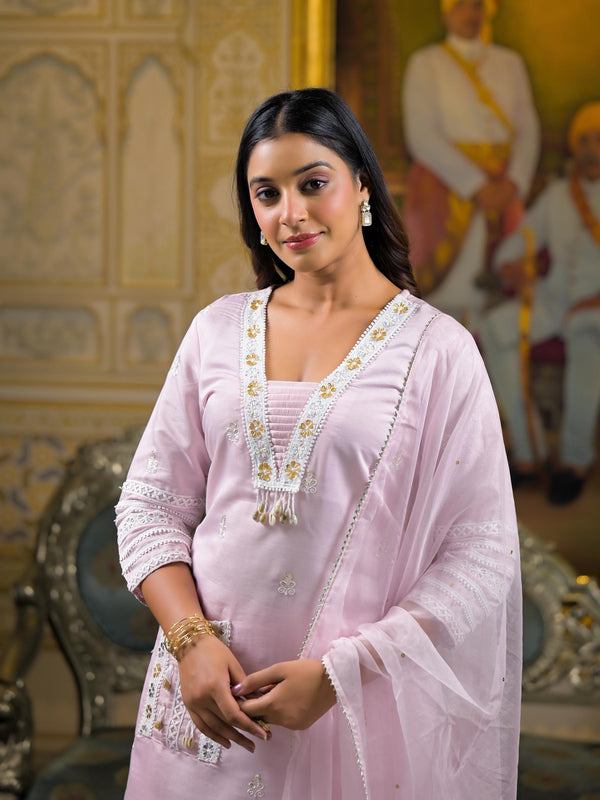 Premium Cotton Pink Kurta Sets For Women