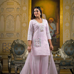 Premium Cotton Pink Kurta Sets For Women