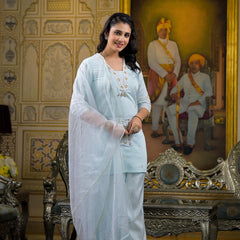 Light Blue Georgette Elegant Kurta Set For Women
