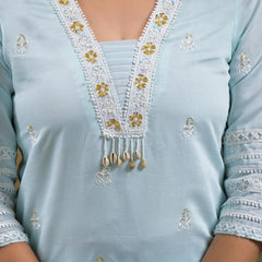Light Blue Georgette Elegant Kurta Set For Women