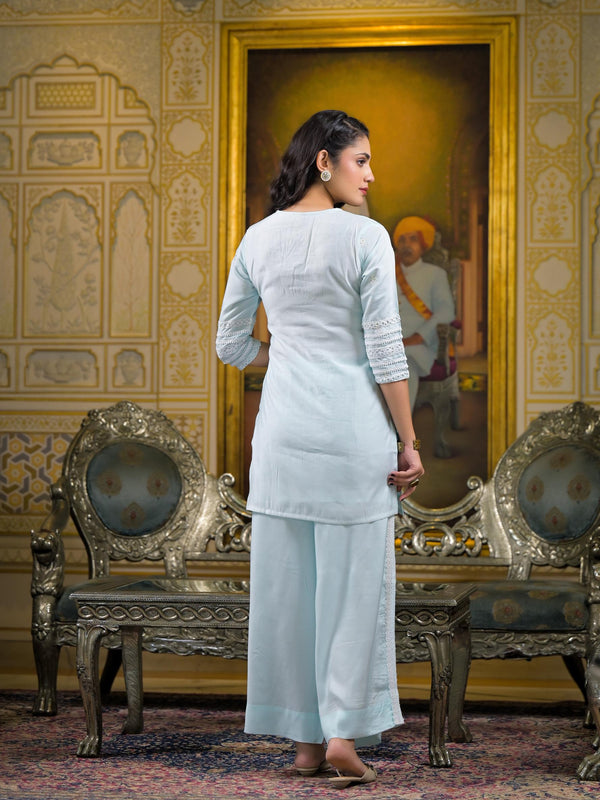 Light Blue Georgette Elegant Kurta Set For Women