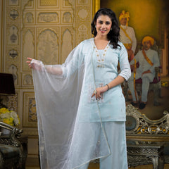 Light Blue Georgette Elegant Kurta Set For Women